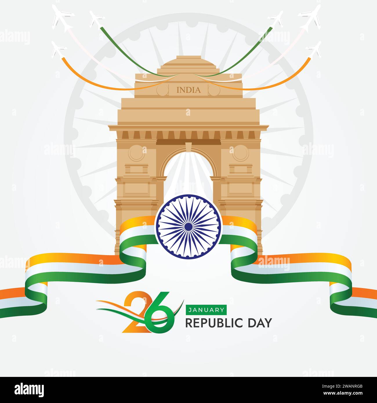 Tag der Republik Indien, 26. Januar am Indian Gate Delhi Illustration Vektor Stock Vektor