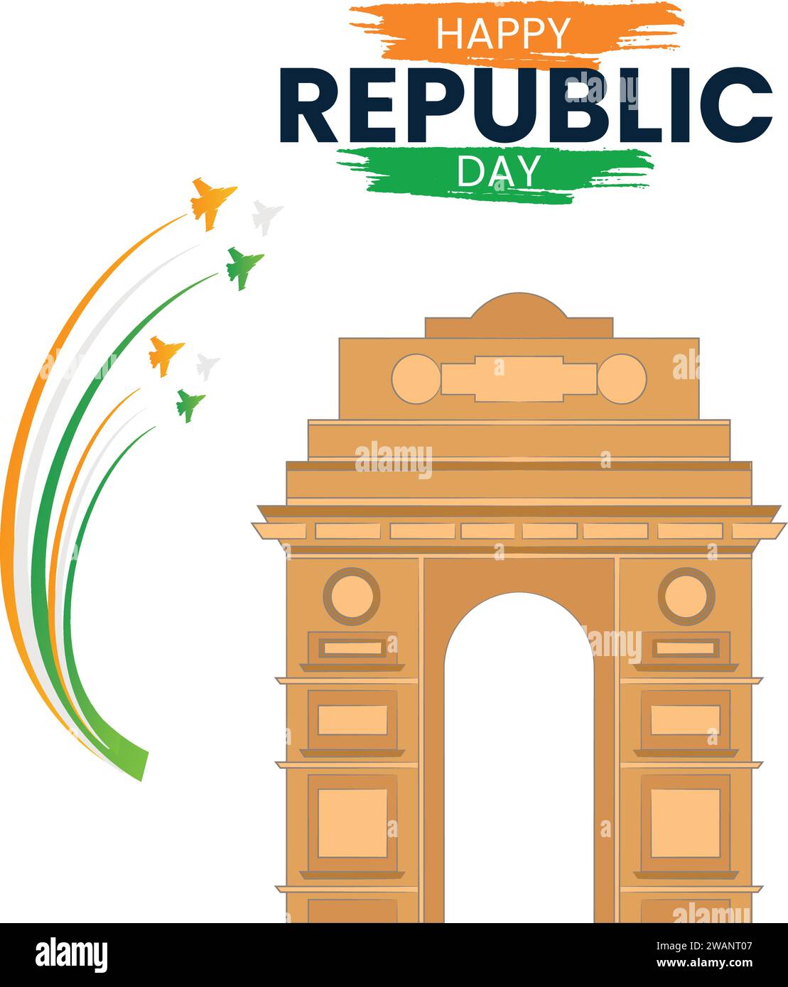 Vektordesign des patriotischen Hintergrunds zum Happy Republic Day of India, 26. Januar Stock Vektor