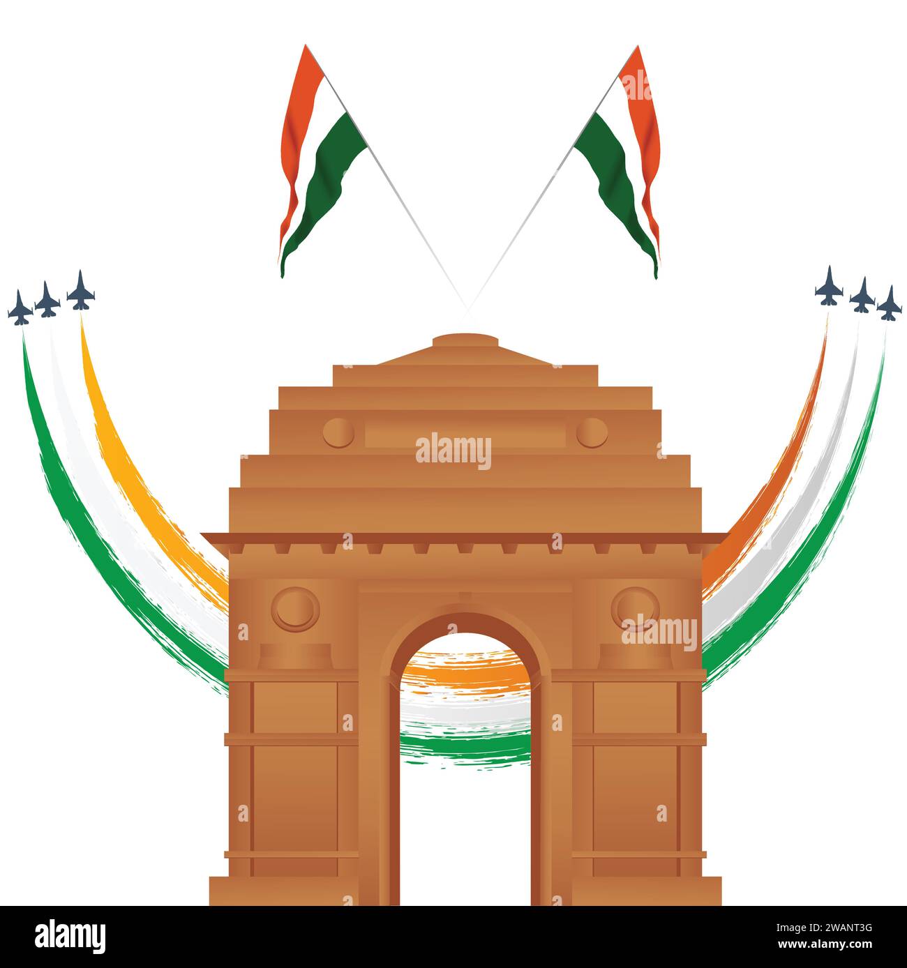 Indian Gate Delhi Vektor-Illustration Stock Vektor