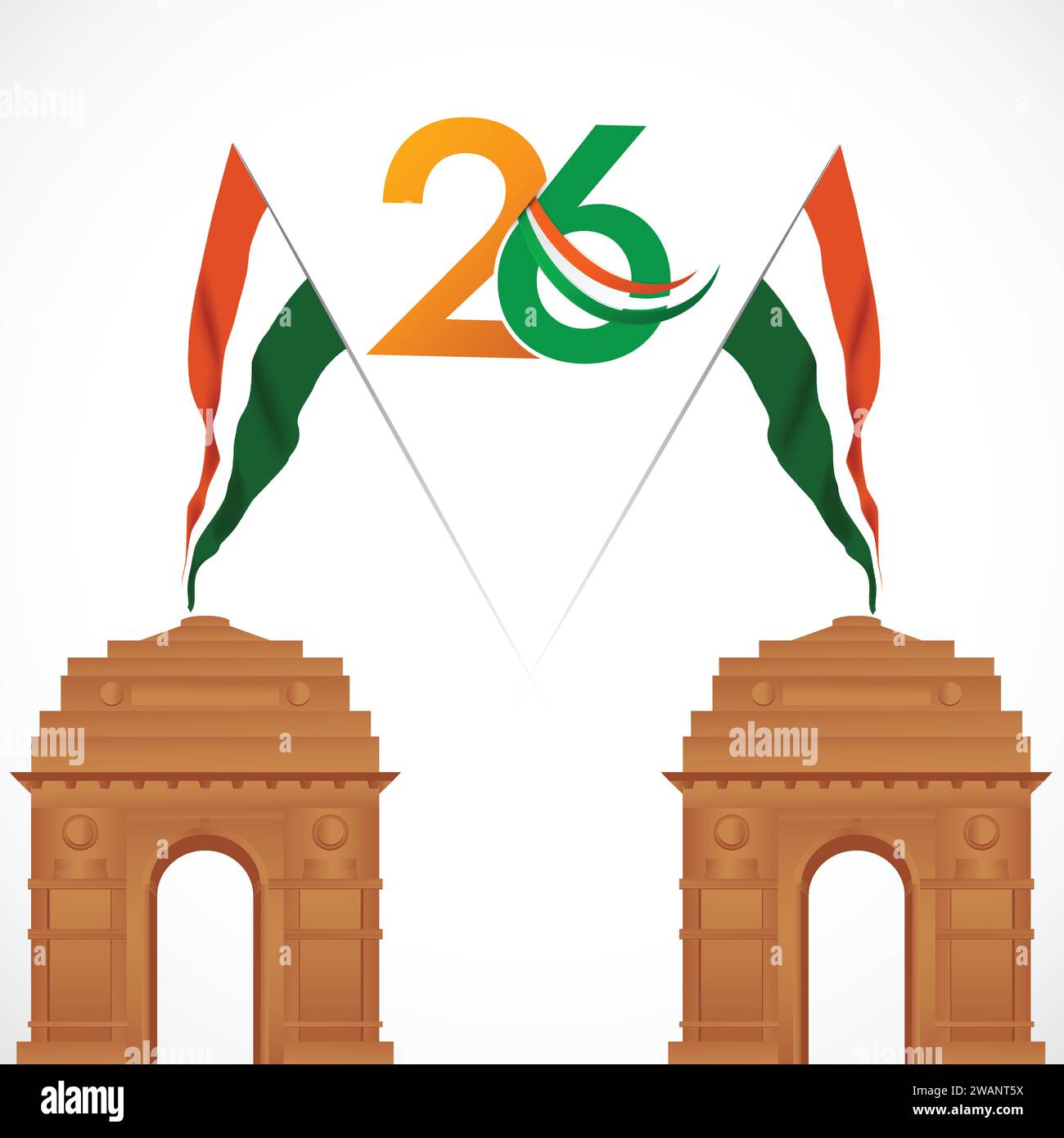 Happy Republic Day of India. Nationalflagge und Symbol Indiens. Vektorabbildung Stock Vektor