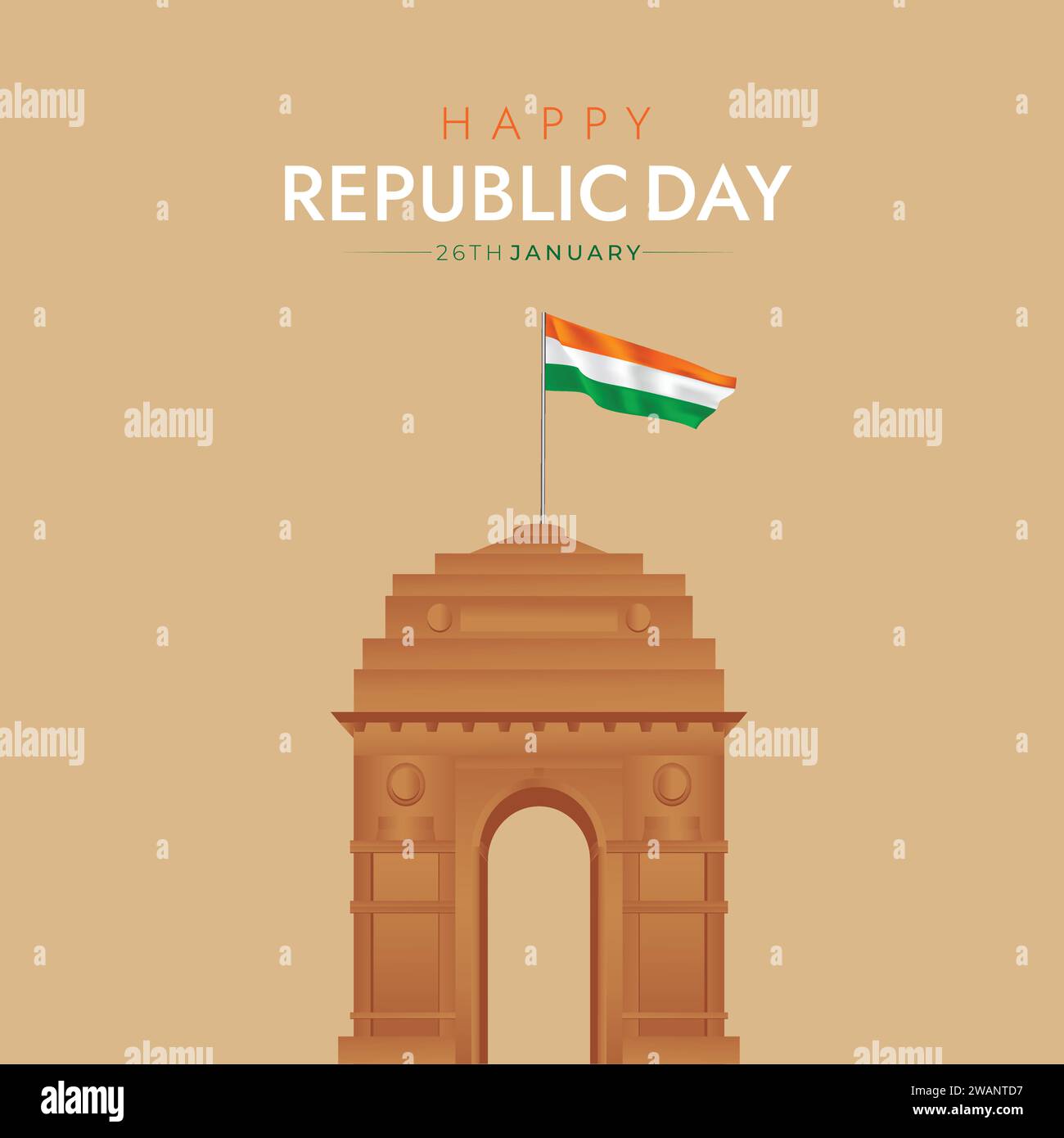 Happy Republic Day of India Vektor. India Gate delhi Stock Vektor