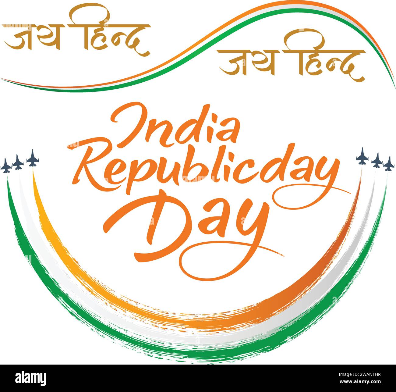 Tag der Republik in Indien. Nationaler Happy Holiday, der jährlich im 26. Januar gefeiert wird. Indische Flagge. Patriotische indische Elemente. Festlicher Deich. Poster, Karte, Stock Vektor