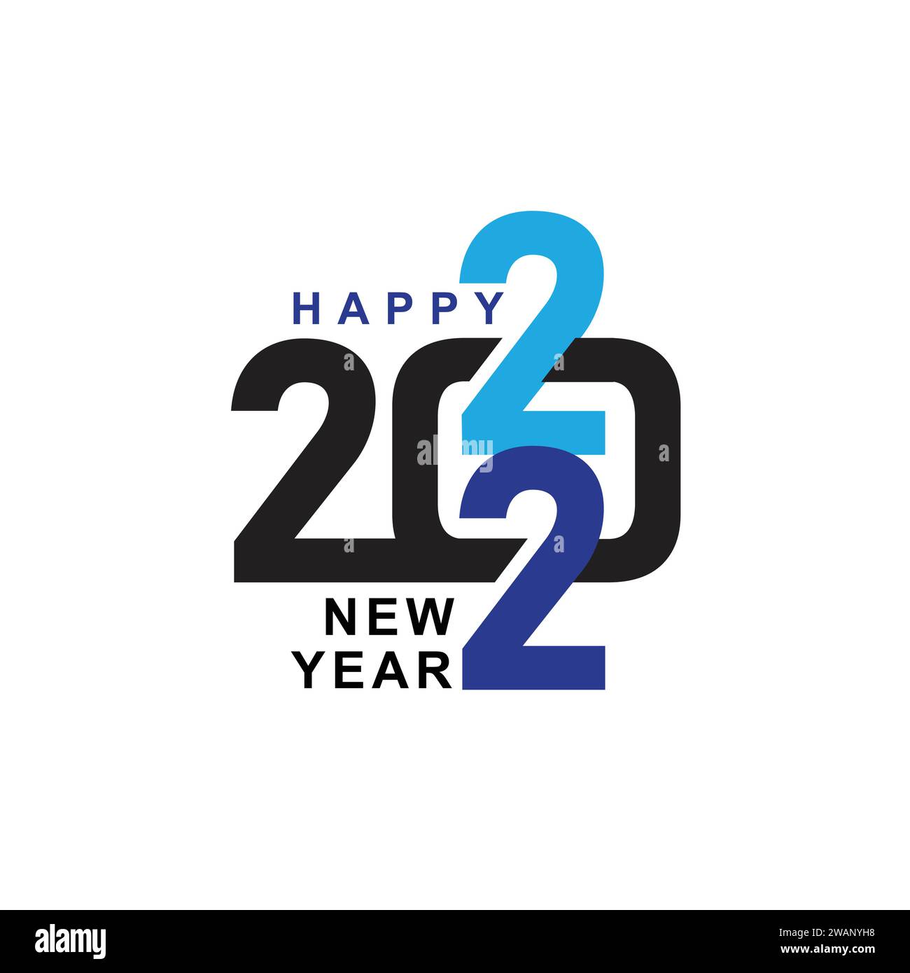 2022 Happy New Year 2022 Textdesign. 2022-Nummer-Designvorlage. Stock Vektor