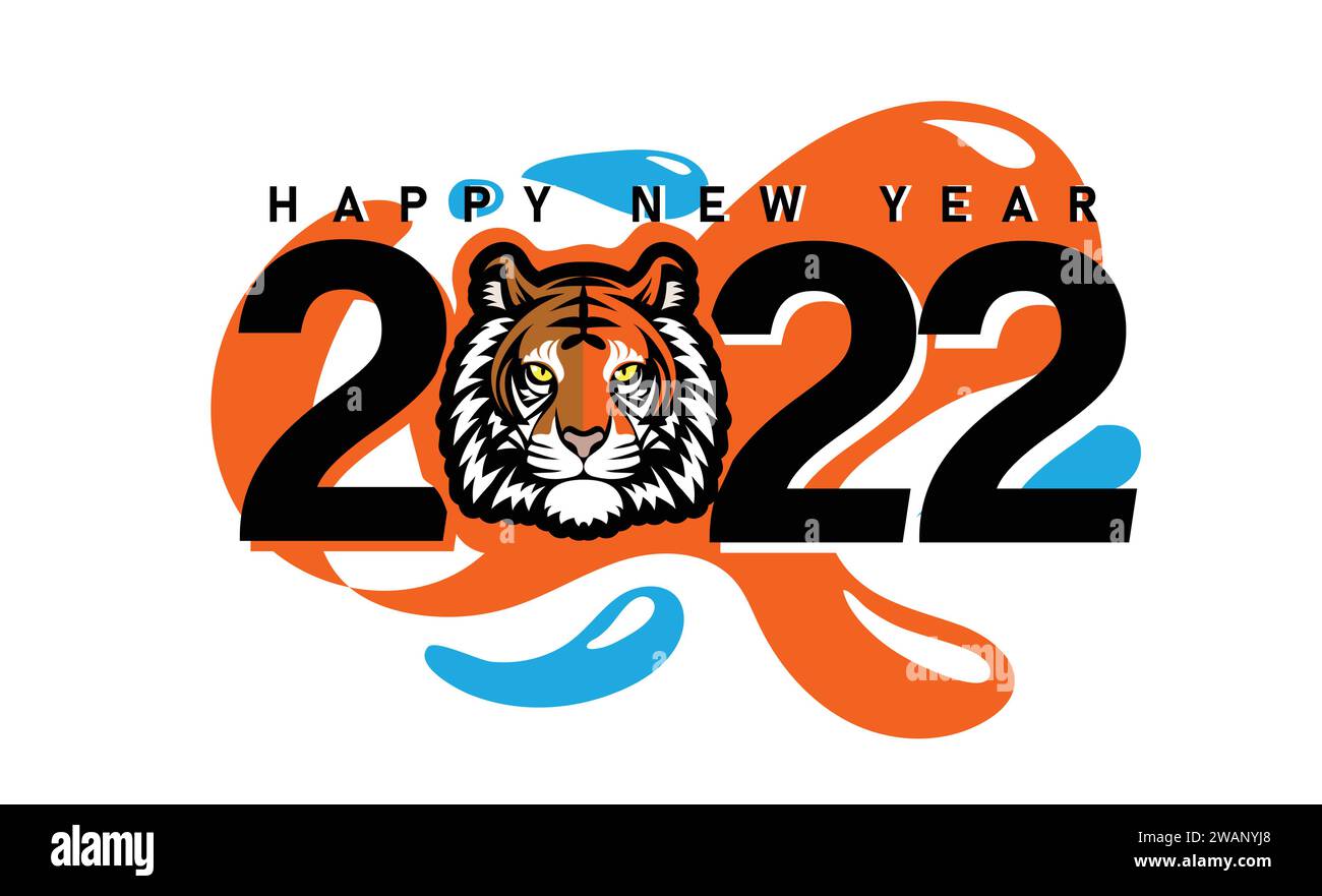 Happy Chinese New Year 2022 - Year of the Tiger. Designvorlage für das neue Jahr des Lunars Stock Vektor