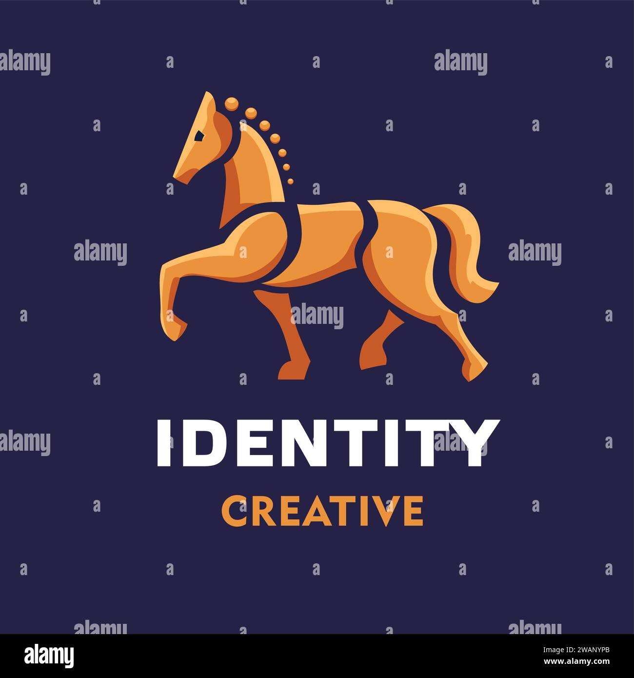 Pferd Logo mit goldenem Farbvektor, stehend Gold Pferd Logo Vektor Stock Vektor