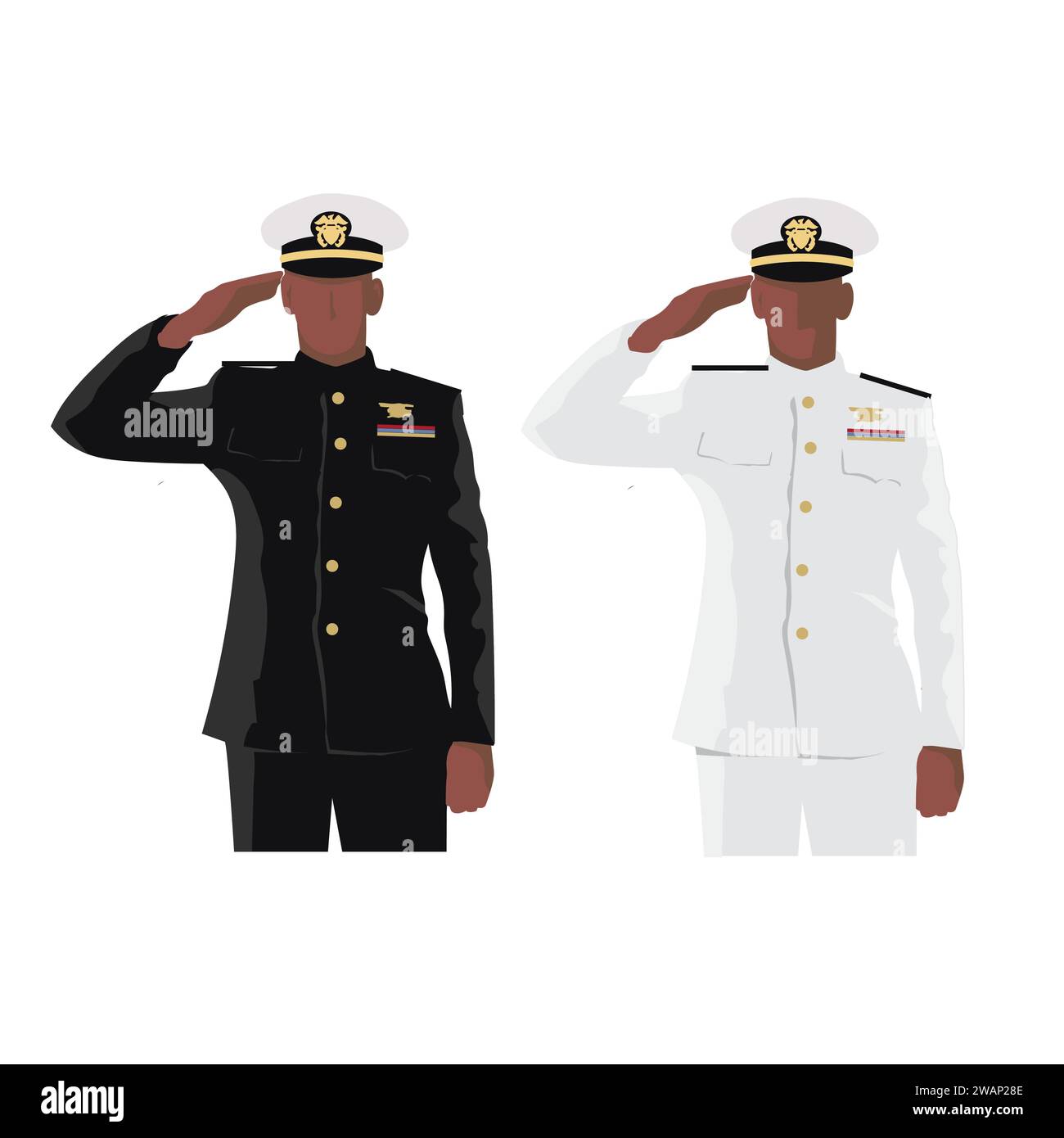 Armeesoldat Saluting Position Vektor Illustration, militärische Saluting Illustration Stock Vektor