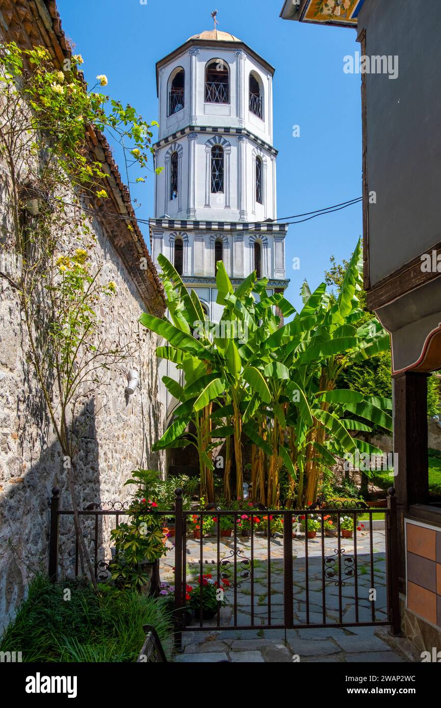 Der Glockenturm der Kirche St. Konstantin und Helena. Plovdiv, Bulgarien, Südosteuropa. Stockfoto