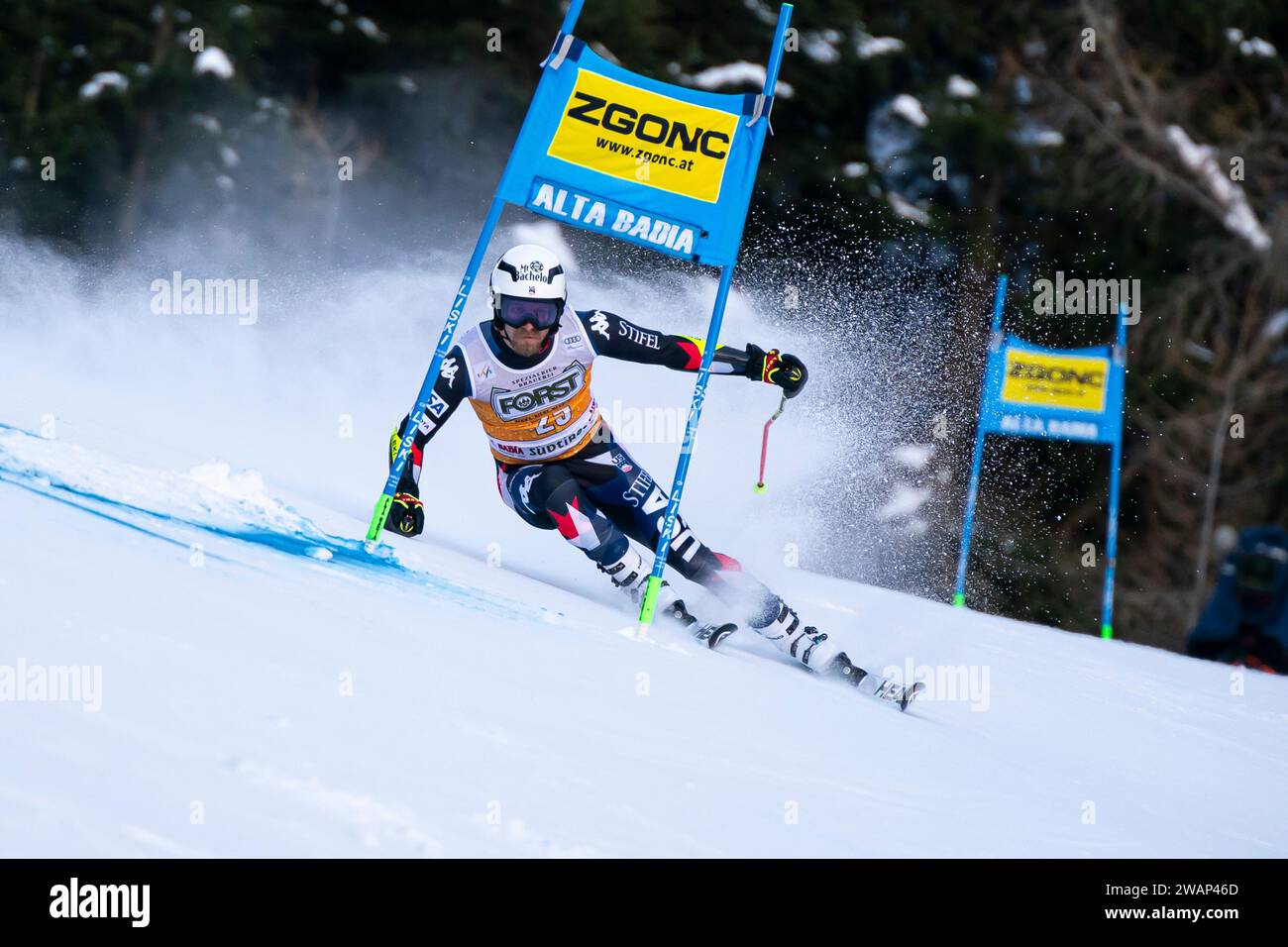 Alta Badia, Italien 17. Dezember 2023. FORD Tommy (USA) trat beim Audi FIS Ski World Cup 2023-24 Herren Riesenslalom auf der Gran Risa Cou an Stockfoto