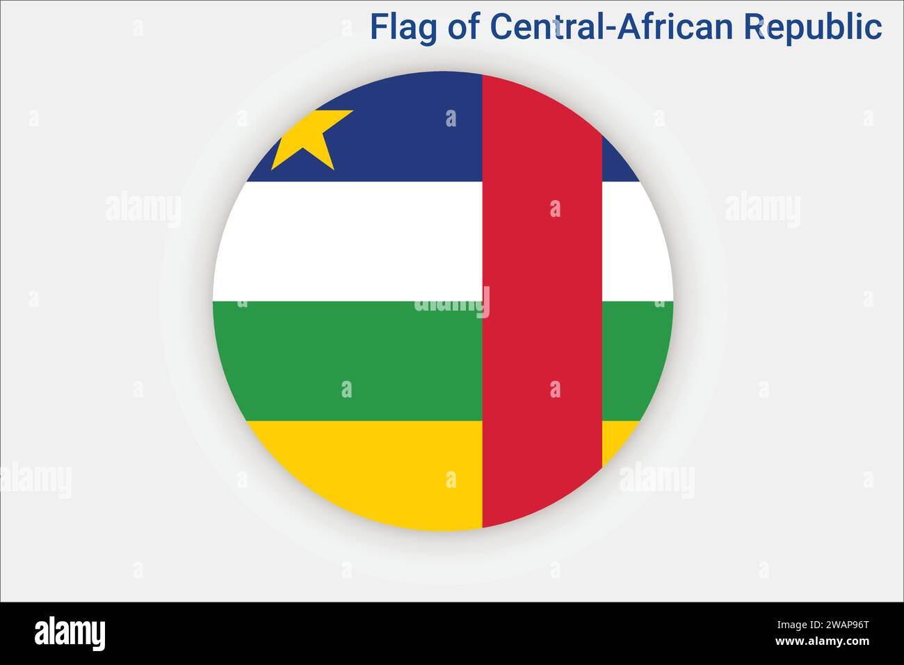 Hochdetaillierte Flagge der Zentralafrikanischen Republik. Nationale Flagge der Zentralafrikanischen Republik. Afrika. 3D-Abbildung. Stock Vektor