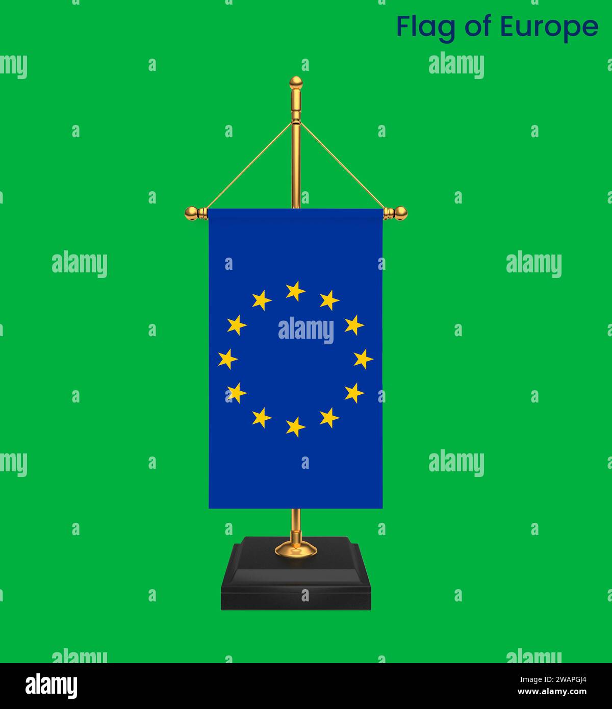 Hochdetaillierte Flagge Europas. Nationale Europaflagge. Europa. 3D-Abbildung. Stockfoto