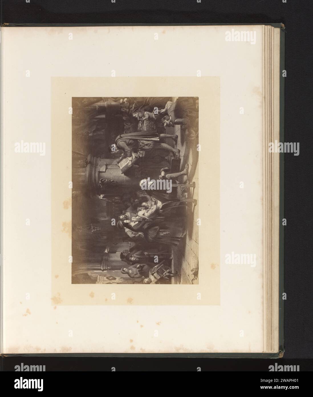 Fotoproduktion eines Stiches der ersten Lesung der Bibel in der Krypta oder der alten St. Paul's - 1540, nach dem Gemälde von Sir George Harvey, Thomas Annan, nach Robert Graves, nach George Harvey (SIR), c. 1865 - in oder vor ca. 1870 fotografische Unterstützung Albumenabdruck mit der Schrift  Heilige Messe St. Paul's Cathedral Stockfoto