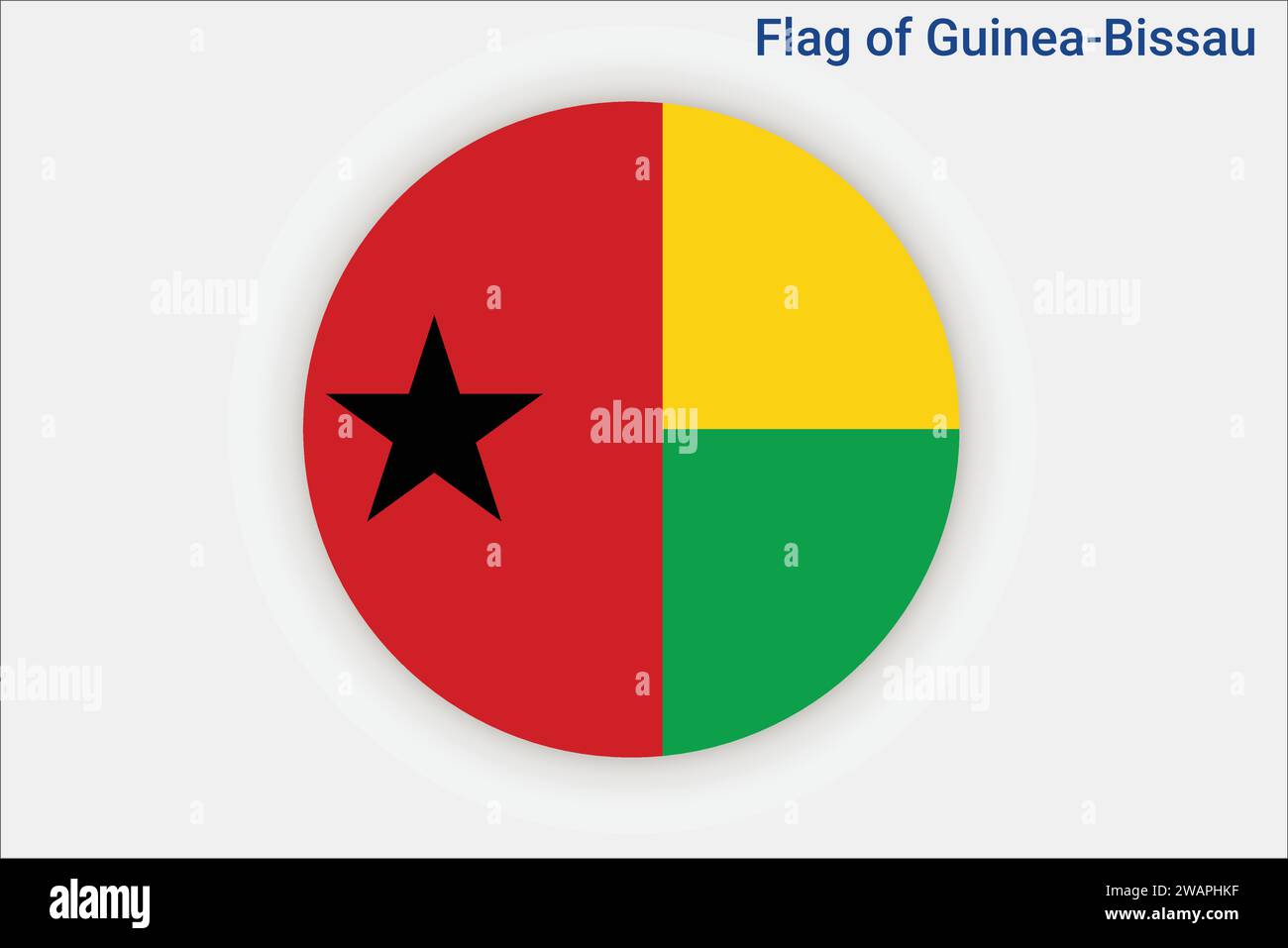 Hochdetaillierte Flagge von Guinea-Bissau. Nationale Flagge Guinea-Bissaus. Afrika. 3D-Abbildung. Stock Vektor