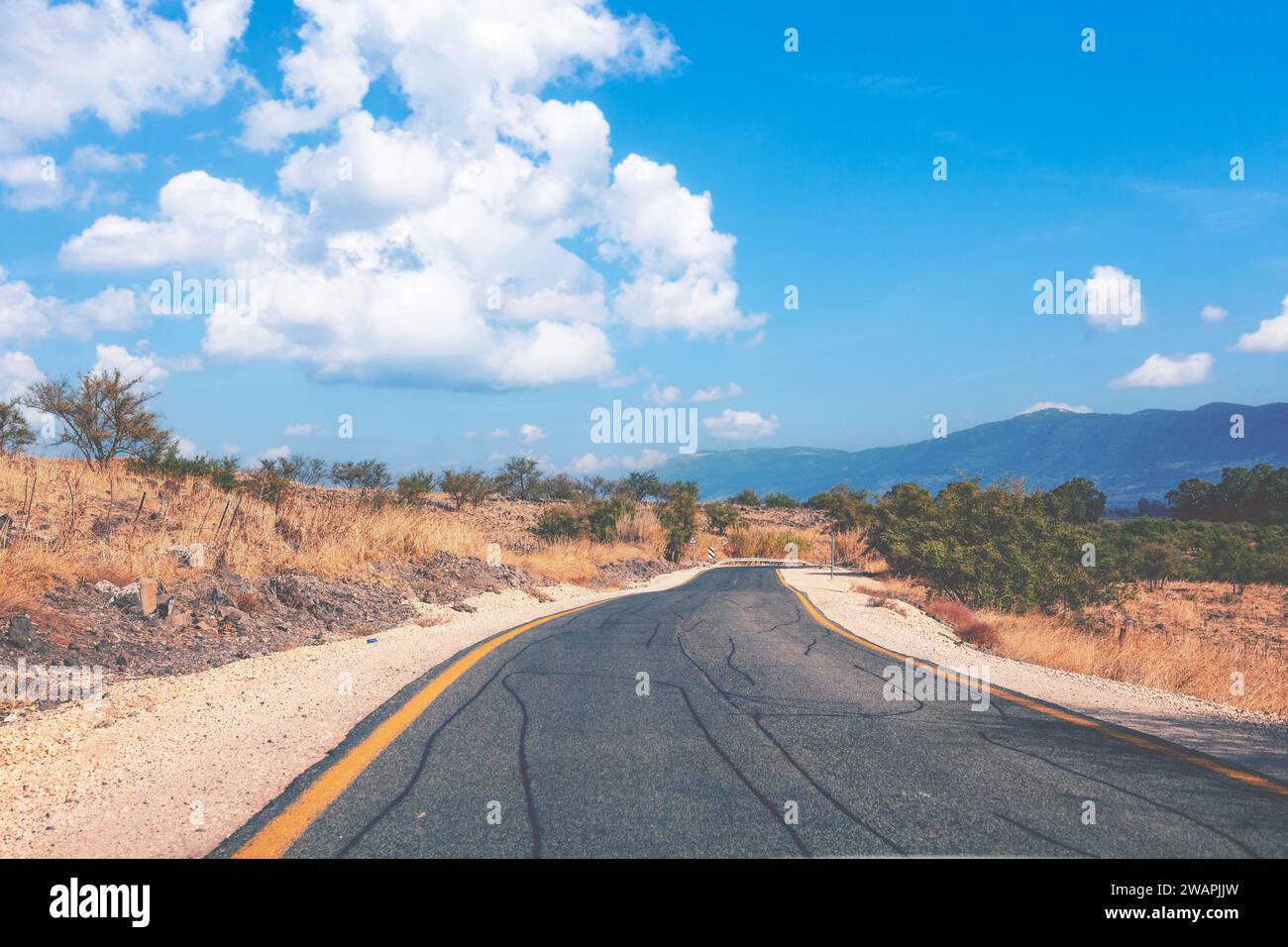 Mountain Road. Golanhöhen,Israel Stockfoto