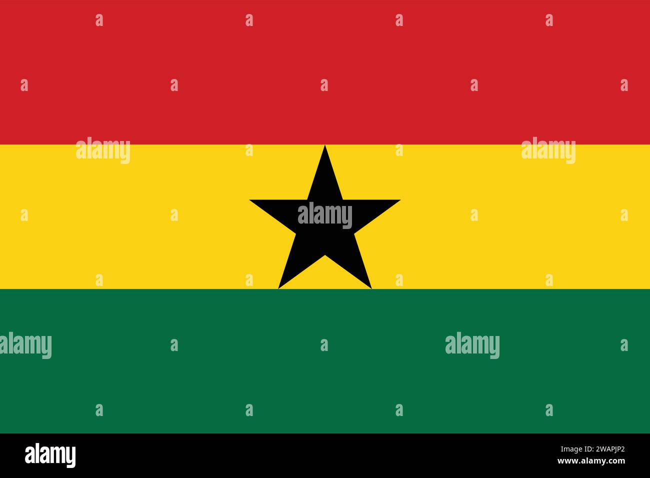 Hochdetaillierte Flagge Ghanas. Nationalflagge Ghanas. Afrika. 3D-Abbildung. Stock Vektor