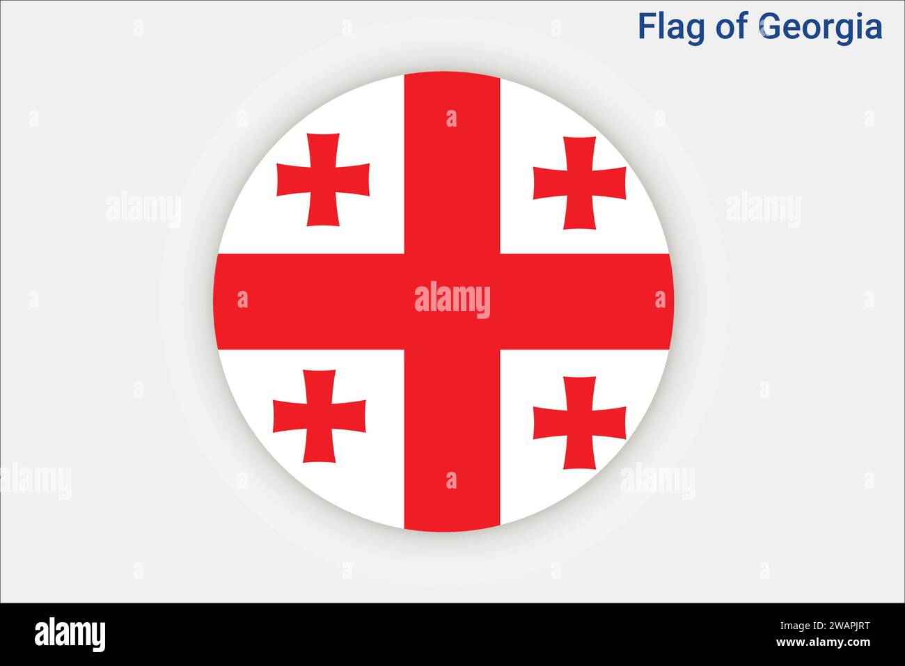 Hohe detaillierte Flagge von Georgien. Nationalflagge Georgiens. Europa. Asien. 3D-Abbildung. Stock Vektor