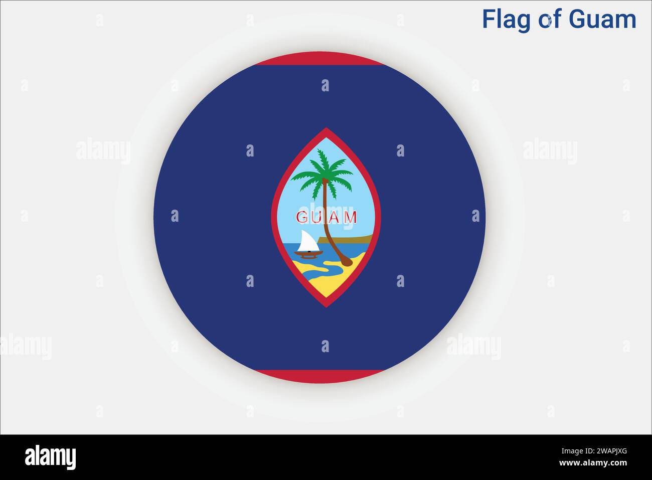Detaillierte Flagge von Guam. Nationalflagge Guam. Ozeanien. 3D-Abbildung. Stock Vektor