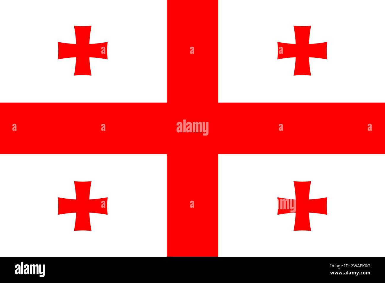 Hohe detaillierte Flagge von Georgien. Nationalflagge Georgiens. Europa. Asien. 3D-Abbildung. Stockfoto