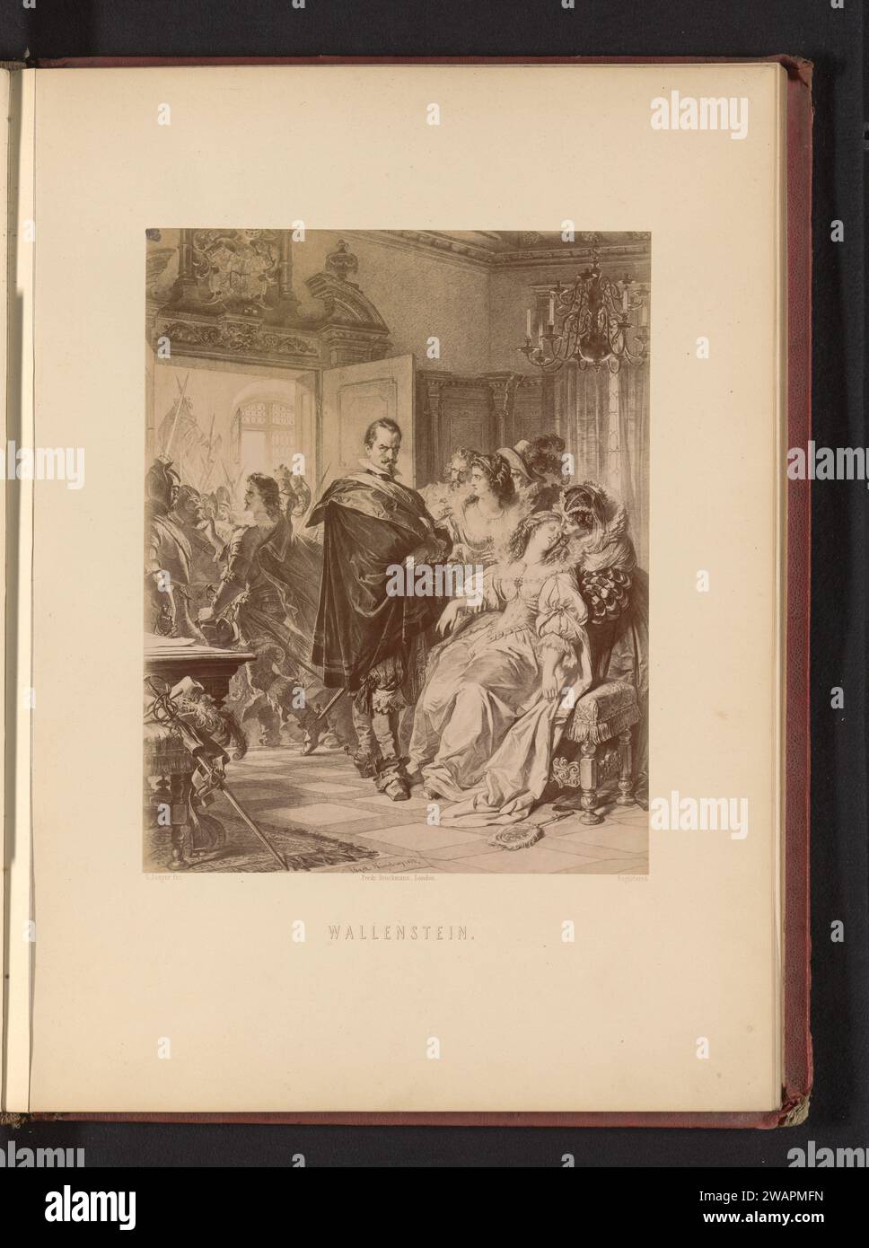 Fotoproduktion einer Zeichnung einer Szene aus der Wallenstein-Trilogie von Friedrich Schiller, von Carl Jaeger, Friedrich Bruckmann, nach Carl Jaeger, ca. 1870 - in oder vor ca. 1875 fotografiert London (möglicherweise) fotografische Trägeralbumendruckkämpfe Stockfoto