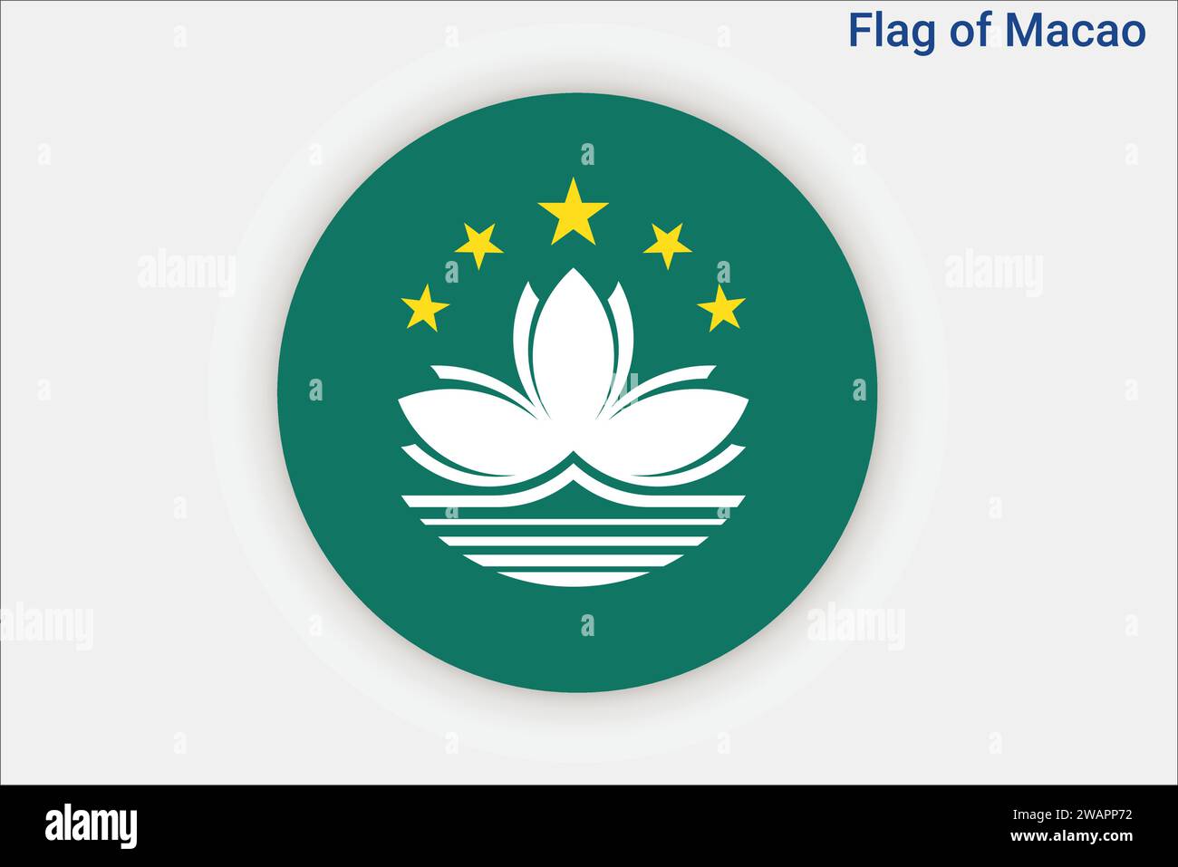Detaillierte Flagge von Macau. Nationalflagge von Macau. Asien. 3D-Abbildung. Stock Vektor