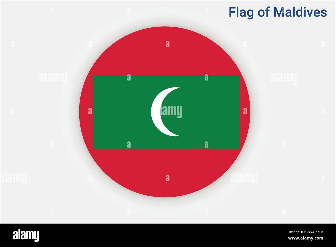 Detaillierte Flagge der Malediven. Nationale maledivische Flagge. Asien. 3D-Abbildung. Stock Vektor