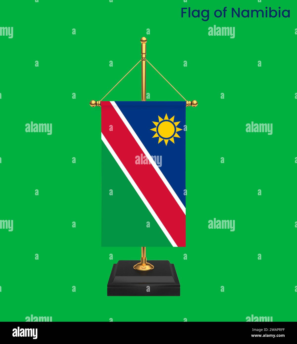 Detaillierte Flagge Namibias. Namibische Nationalflagge. Afrika. 3D-Abbildung. Stockfoto
