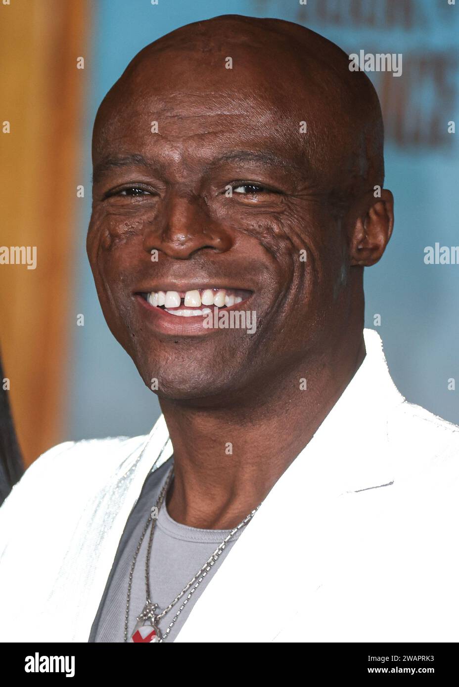 Los Angeles, Usa. Januar 2024. LOS ANGELES, KALIFORNIEN, USA – 05. JANUAR: Seal (Seal Henry Olusegun Olumide Adeola Samuel) kommt zur Los Angeles Premiere von Sony Pictures „The Book of Clarence“, die am 5. Januar 2024 im David Geffen Theater im Academy Museum of Motion Pictures in Los Angeles, Kalifornien, USA stattfindet. (Foto: Xavier Collin/Image Press Agency) Credit: Image Press Agency/Alamy Live News Stockfoto