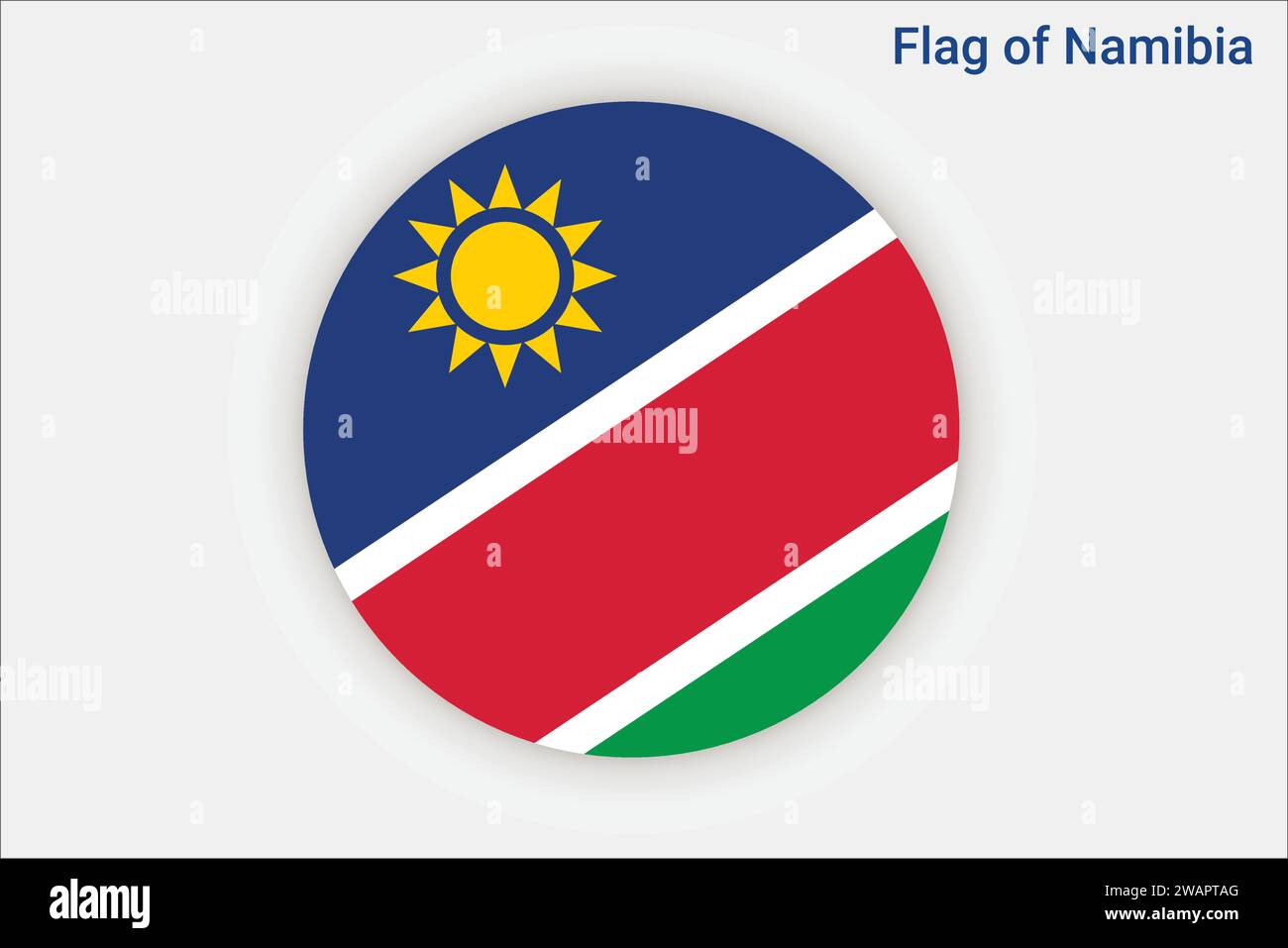 Detaillierte Flagge Namibias. Namibische Nationalflagge. Afrika. 3D-Abbildung. Stock Vektor