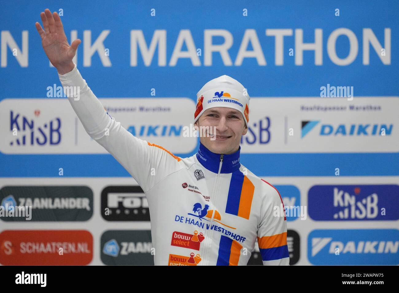 LEEUWARDEN, NIEDERLANDE - 1. JANUAR: Luc ter Haar während des NK-Marathons am 1. Januar 2024 in Leeuwarden, Niederlande. (Foto: Douwe Bijlsma/Orange Pictures) Stockfoto