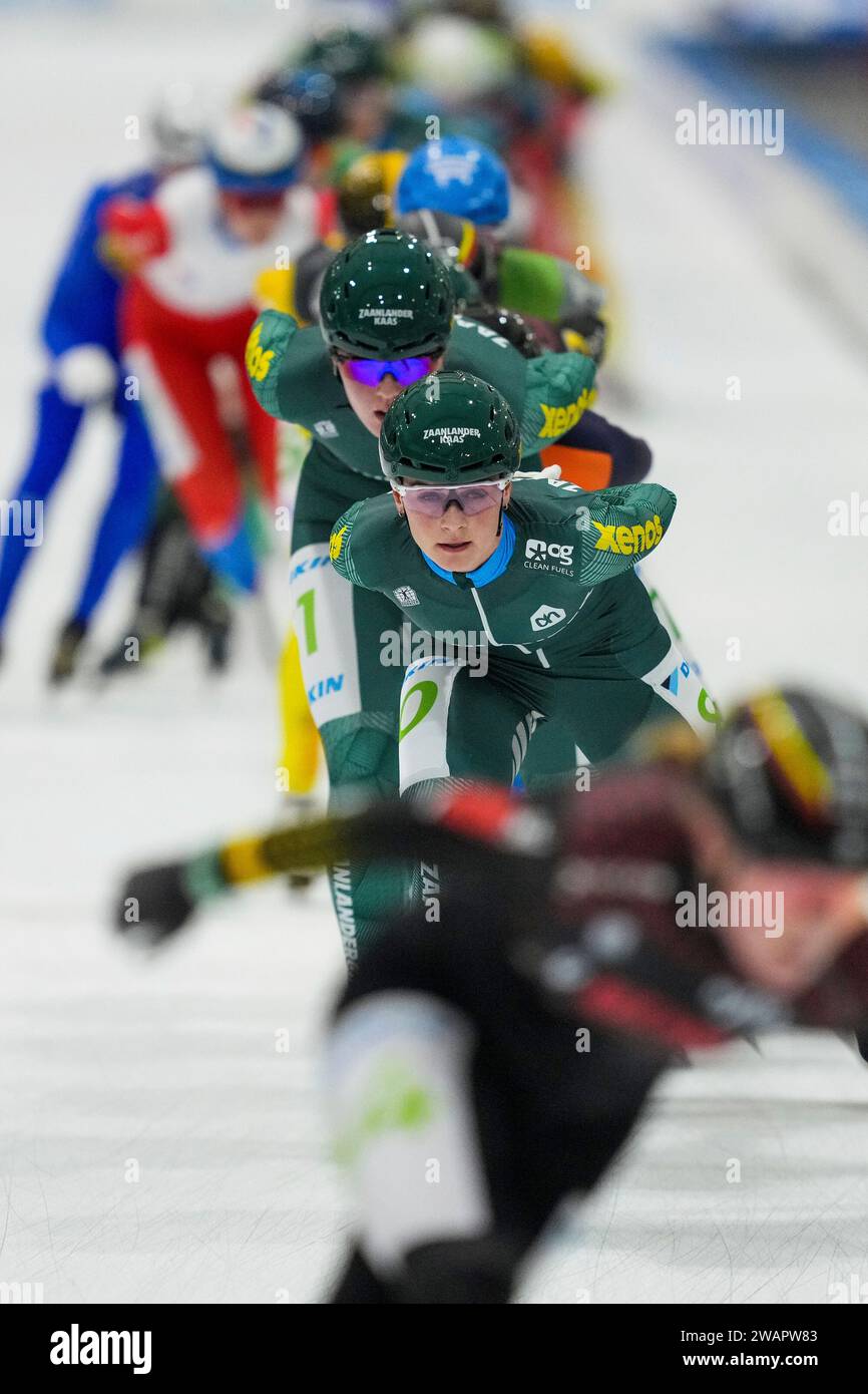 Leeuwarden, Niederlande. Januar 2024. LEEUWARDEN, NIEDERLANDE - 1. JANUAR: Irene Schouten beim NK-Marathon in Elfstedenhal am 1. Januar 2024 in Leeuwarden, Niederlande. (Foto: Douwe Bijlsma/Orange Pictures) Credit: dpa/Alamy Live News Stockfoto