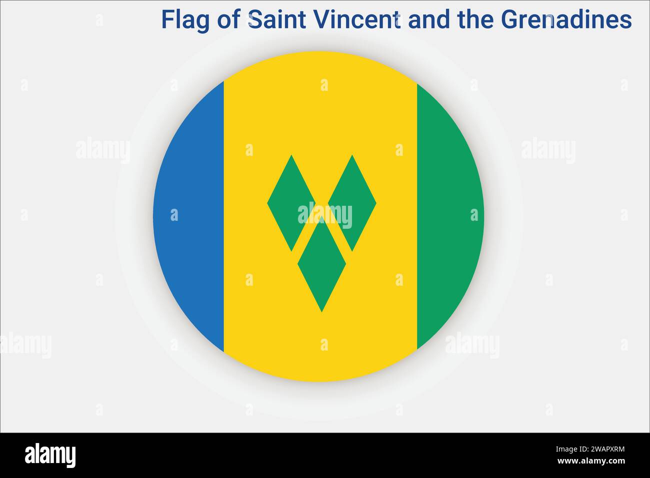 Hohe detaillierte Flagge von St. Vincent und den Grenadinen. National Saint Vincent und die Grenadinen-Flagge. Nordamerika. 3D-Abbildung. Stock Vektor