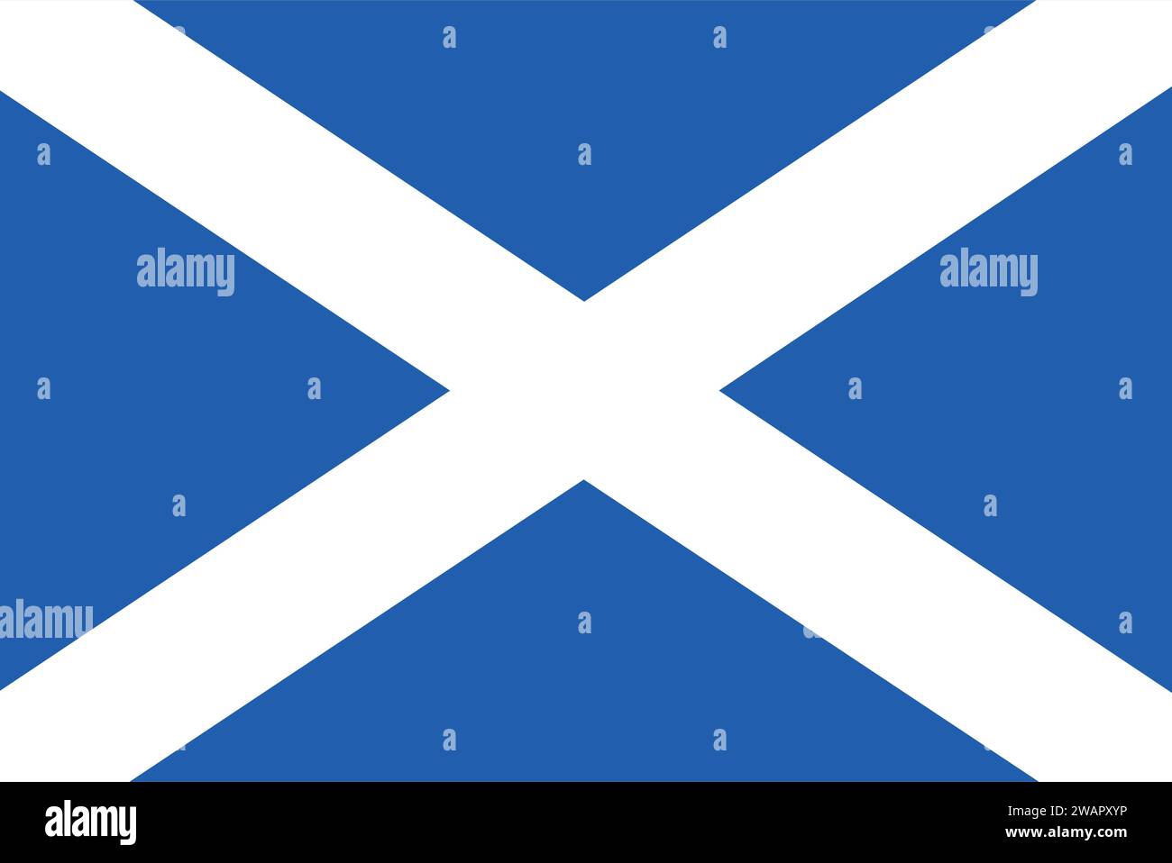 Hochdetaillierte Flagge von Schottland. Schottische Nationalflagge. Europa. 3D-Abbildung. Stock Vektor