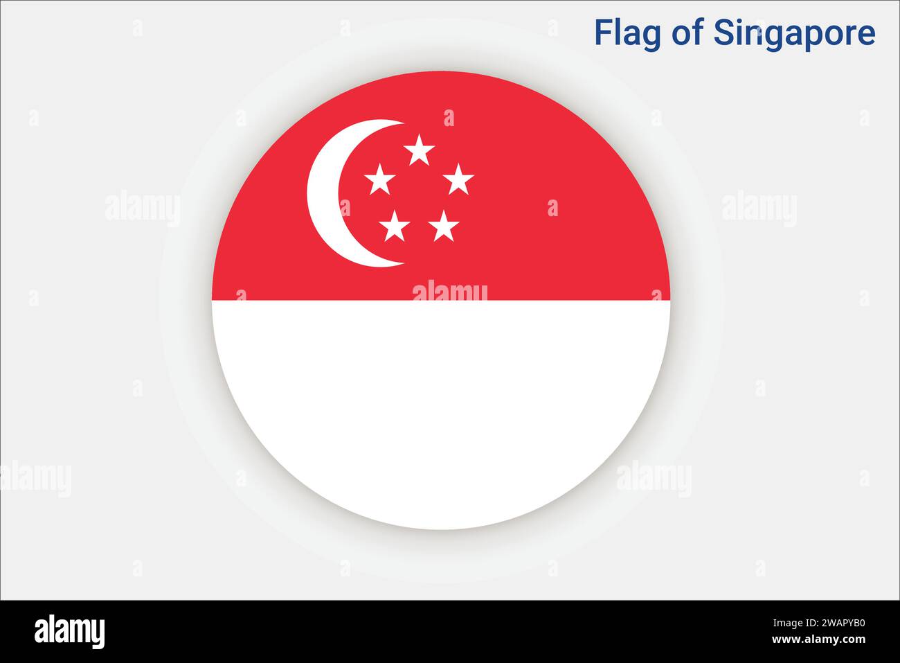Detaillierte Flagge von Singapur. Nationale Flagge von Singapur. Asien. 3D-Abbildung. Stock Vektor