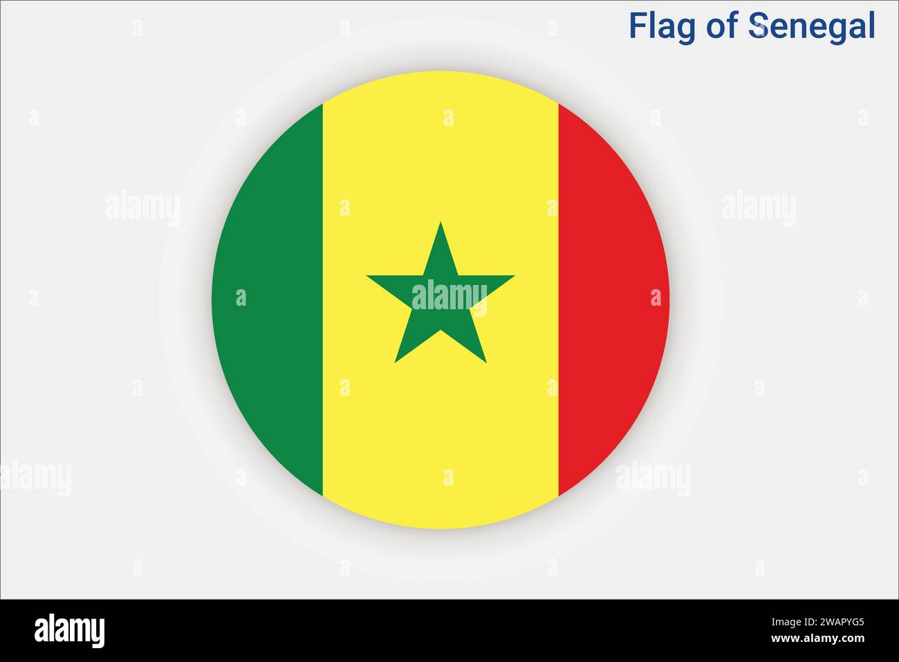 Detaillierte Flagge von Senegal. Nationale Senegalflagge. Afrika. 3D-Abbildung. Stock Vektor
