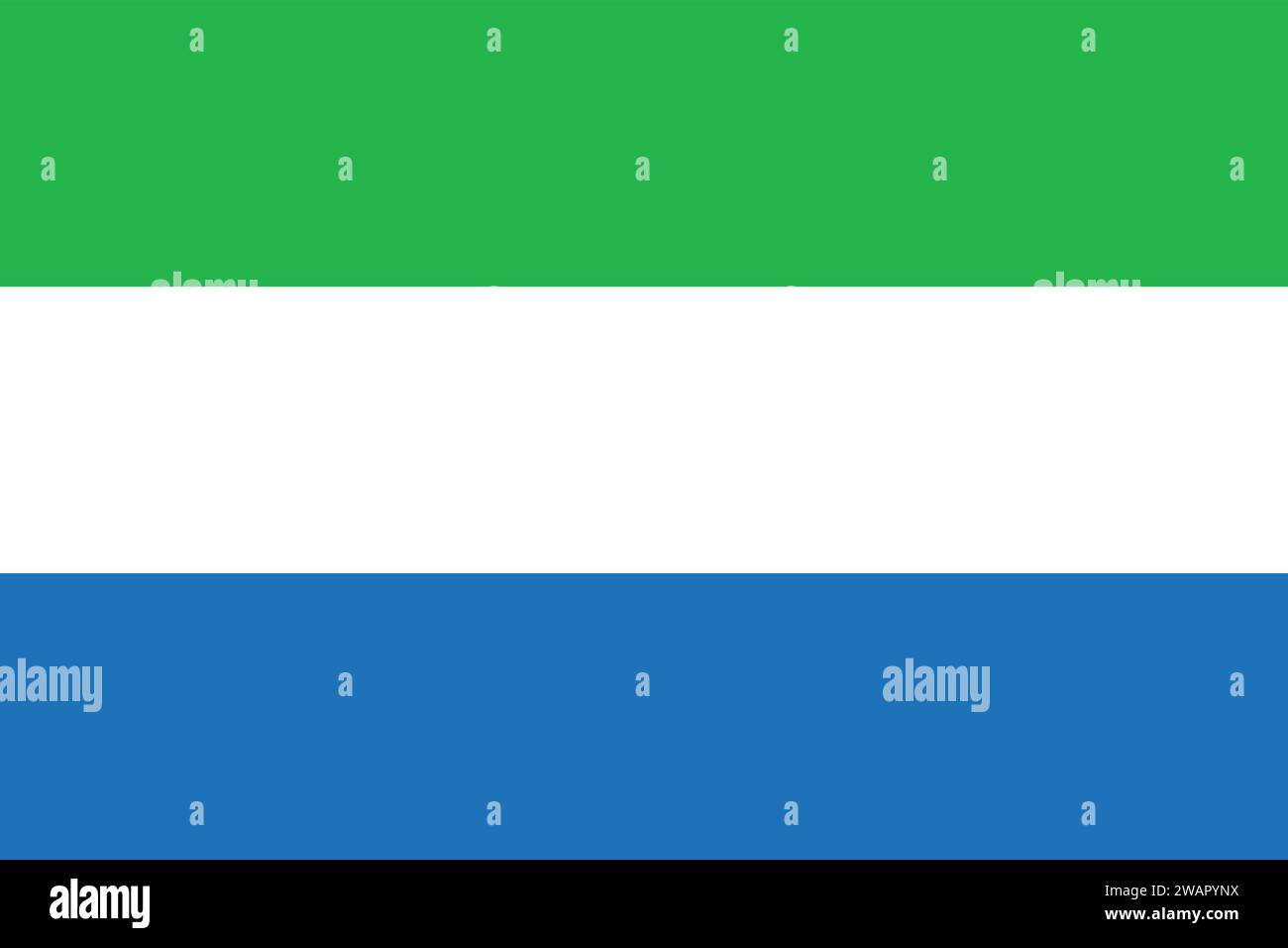 Hohe detaillierte Flagge von Sierra Leone. Nationalflagge Sierra Leone. Afrika. 3D-Abbildung. Stock Vektor