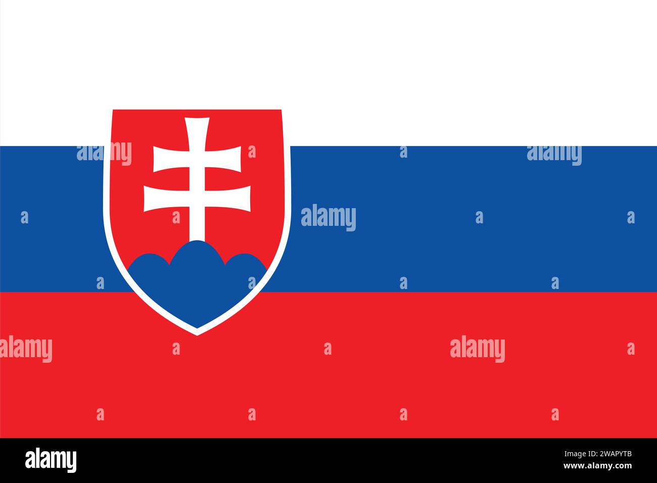 Hochdetaillierte Flagge der Slowakei. Nationale slowakische Flagge. Europa. 3D-Abbildung. Stock Vektor