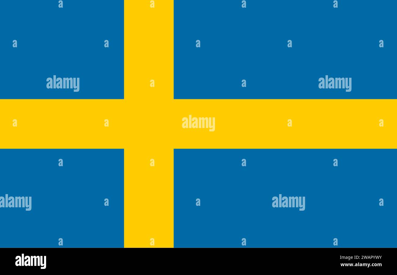 Hochdetaillierte Flagge Schwedens. Schwedische Nationalflagge. Europa. 3D-Abbildung. Stockfoto