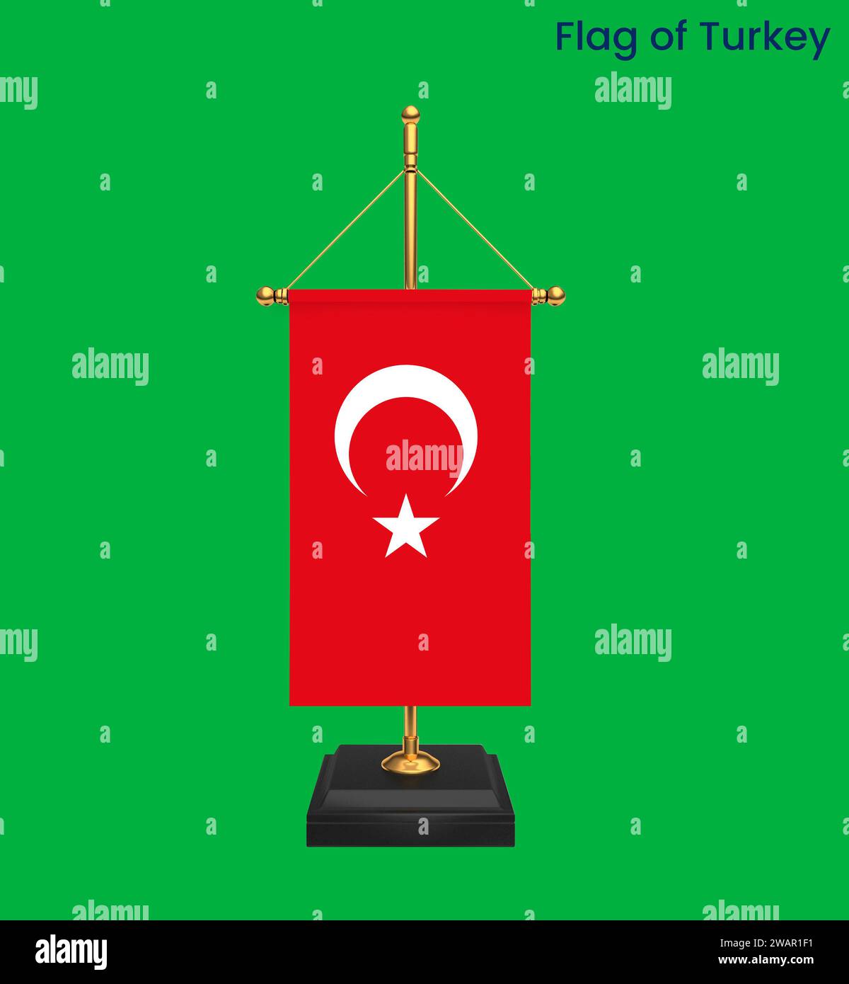 Hochdetaillierte Flagge der Türkei. Nationale türkische Flagge. Asien. Europa. 3D-Abbildung. Stockfoto