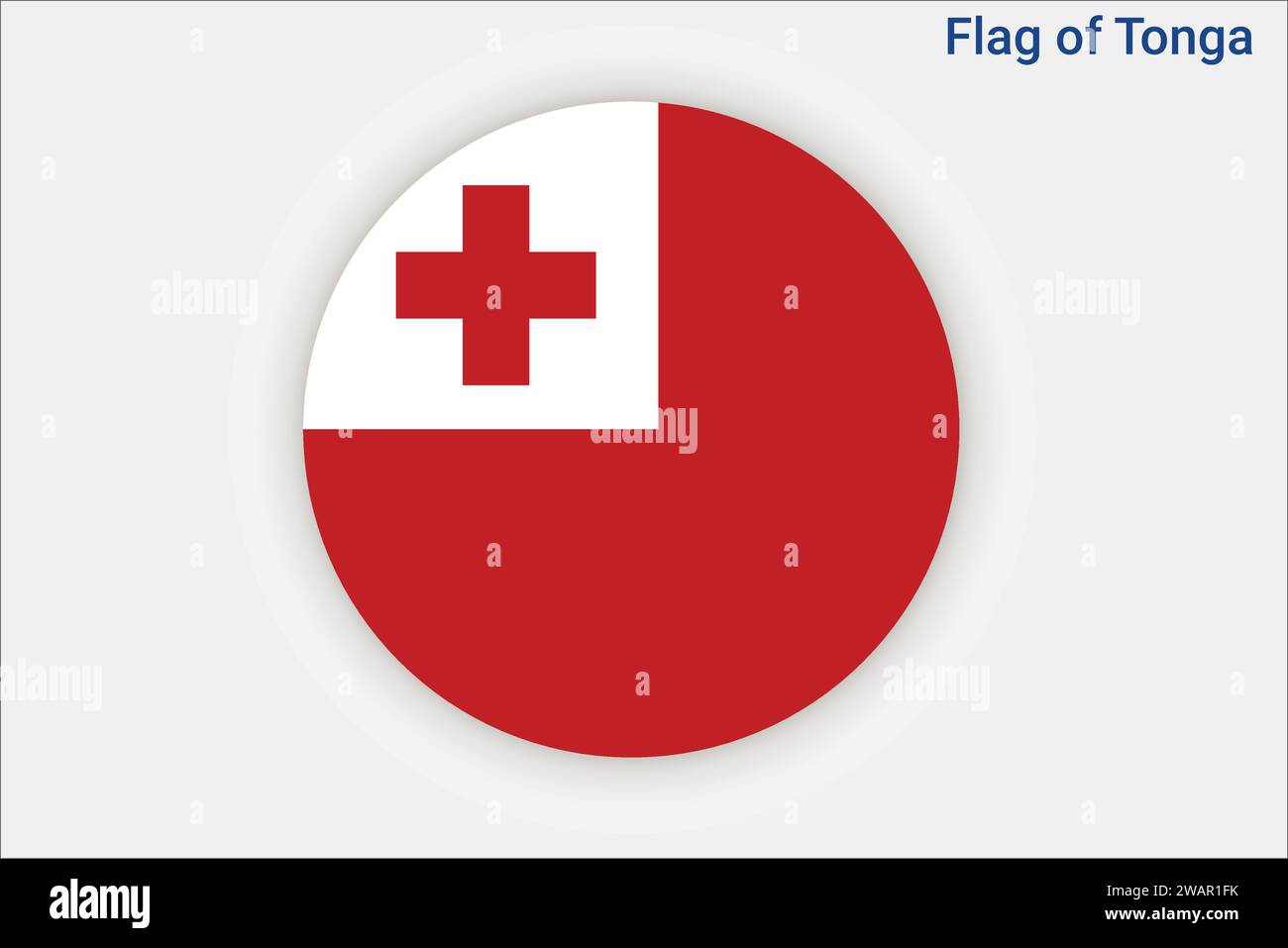 Detaillierte Flagge von Tonga. Nationalflagge von Tonga. Ozeanien. 3D-Abbildung. Stock Vektor