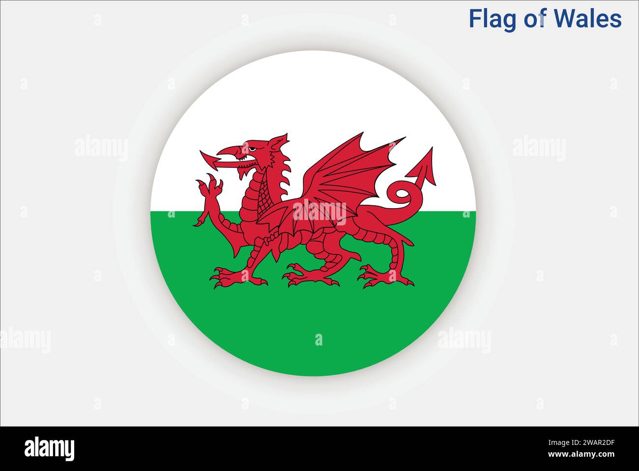 Hohe detaillierte Flagge von Wales. Walisische Nationalflagge. Europa. 3D-Abbildung. Stock Vektor