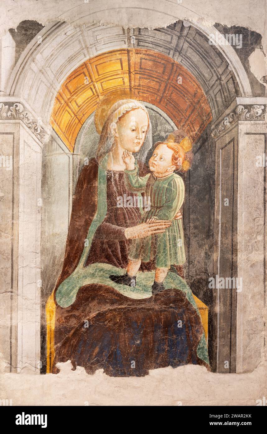 TREVISO, ITALIEN 4. NOVEMBER 2023 Das Fresko der Madonna in der