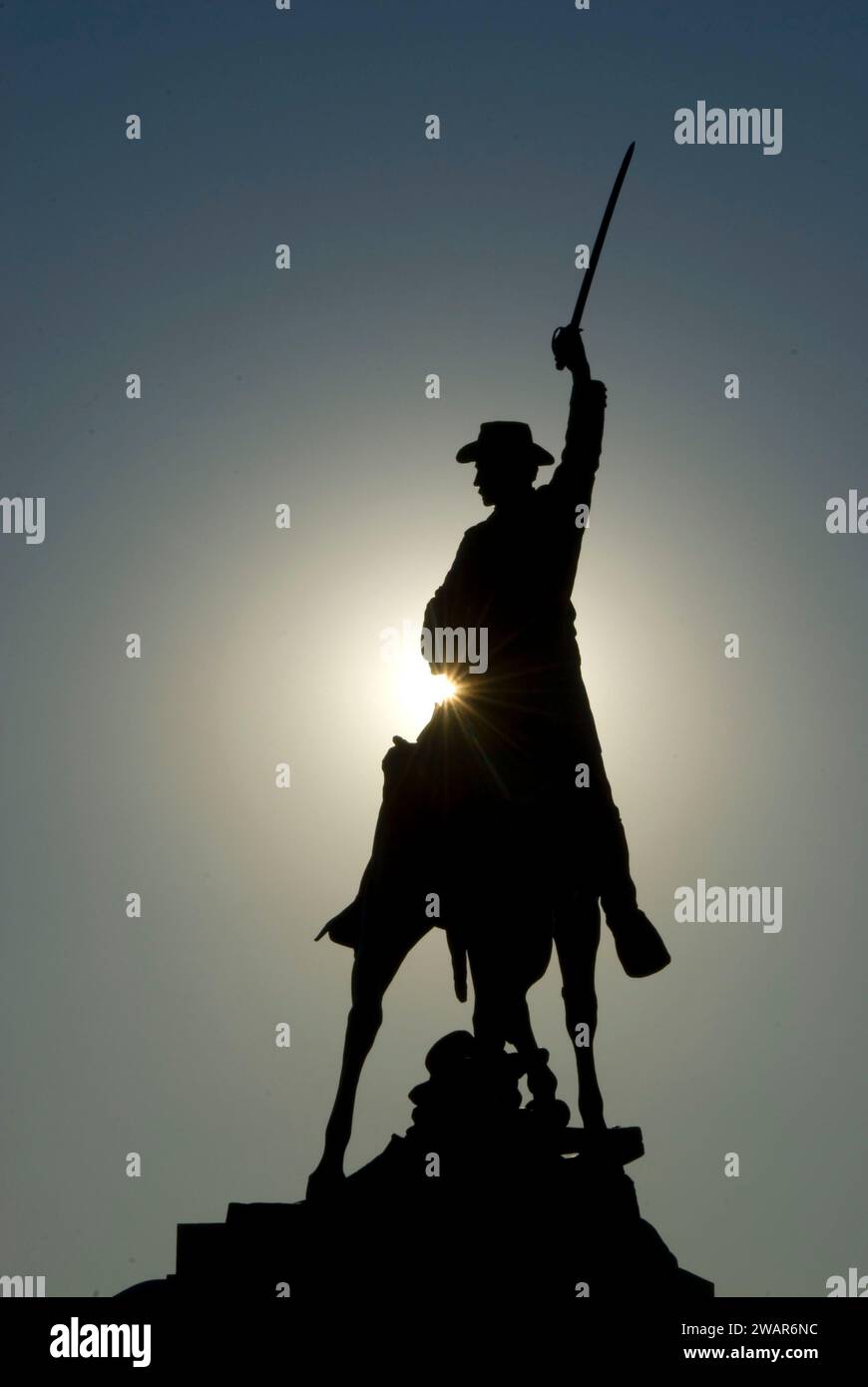 Thomas Francis Meagher Statue Silhouette, Montana State Capitol, Helena, Montana Stockfoto