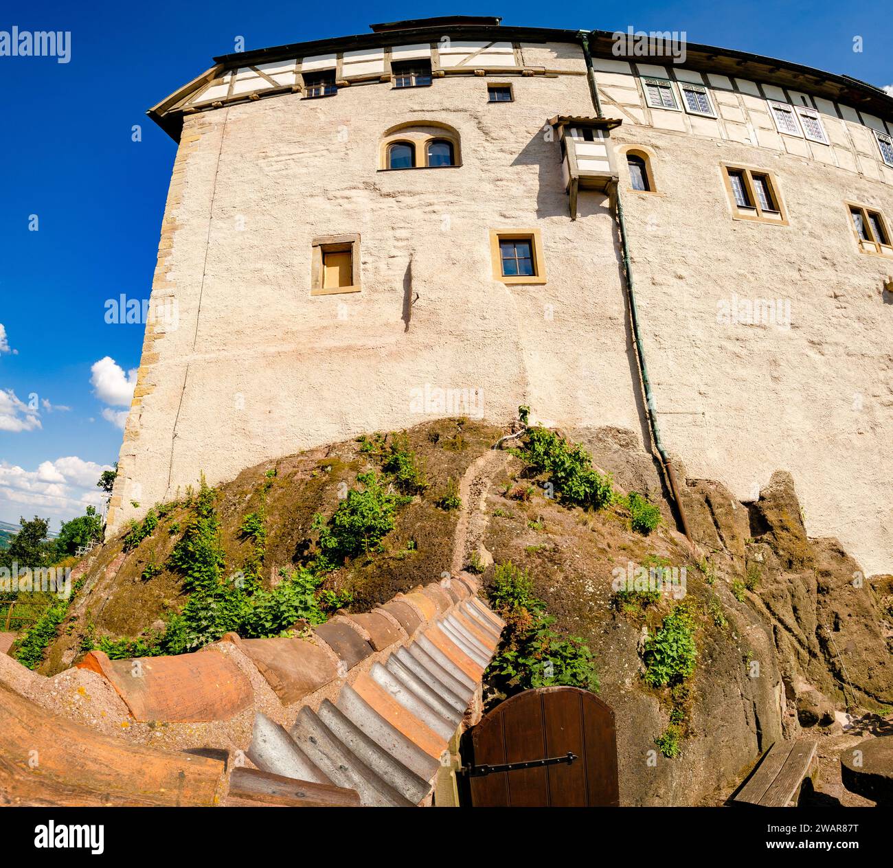 Westmauer mit Außengelände der Wartburg in Eisenach, Thüringen Stockfoto