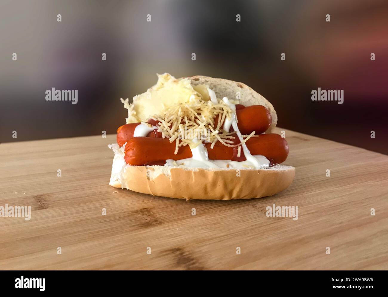 Einfaches Hot-Dog-Foto Stockfoto