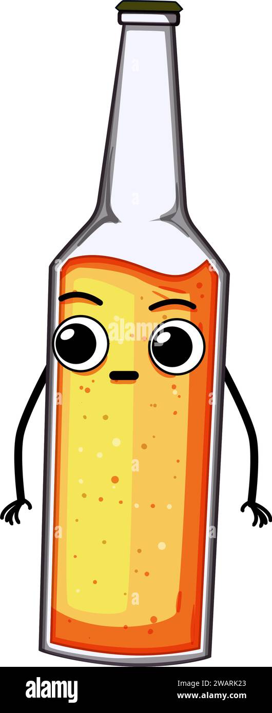 Glasbierflasche Charakter Cartoon Vektor Illustration Stock Vektor