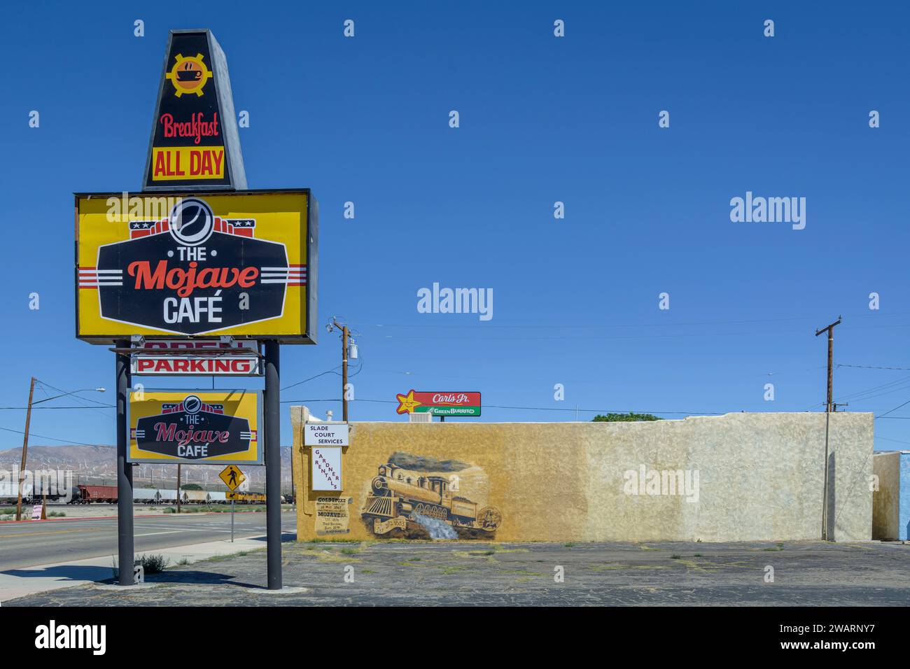 Das Mojave Cafe in Mojave, Kalifornien. Stockfoto