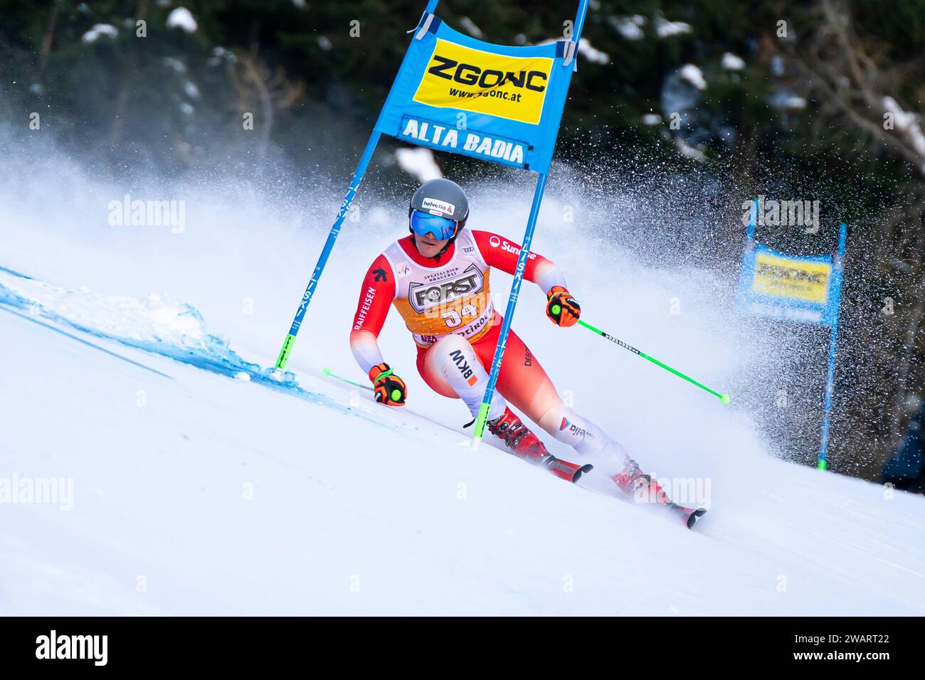 Alta Badia, Italien 17. Dezember 2023. BISSIG Semyel (SUI) tritt beim Audi FIS Ski WM 2023-24 Herren Riesenslalom auf der Gran Risa an Stockfoto