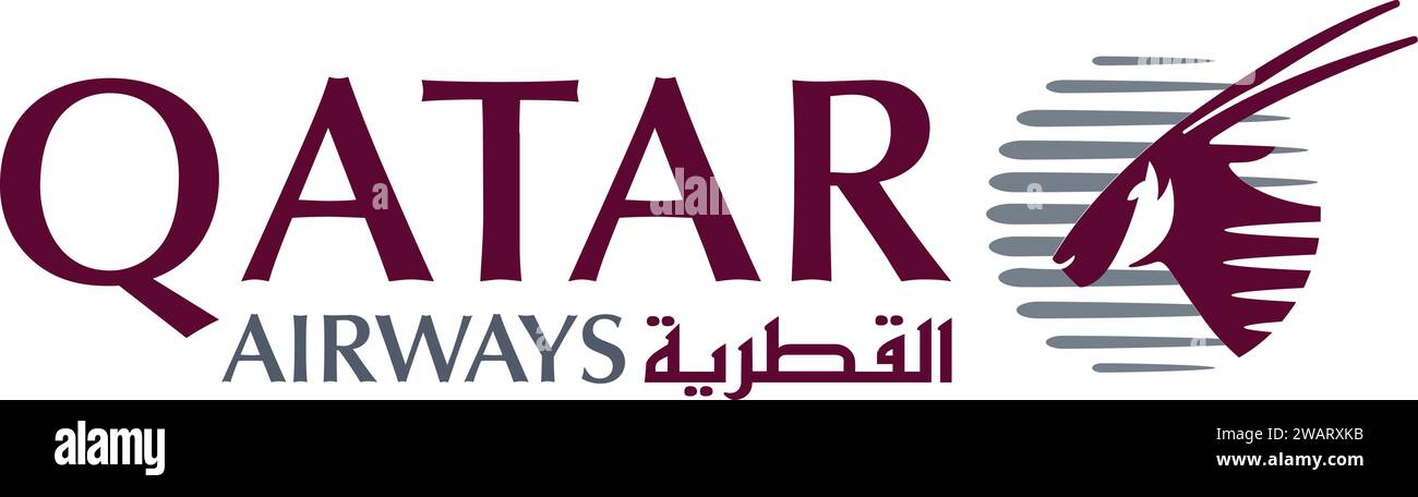 Qatar Airways | Qatar Airways Schild, beste Fluggesellschaft der Welt Stock Vektor