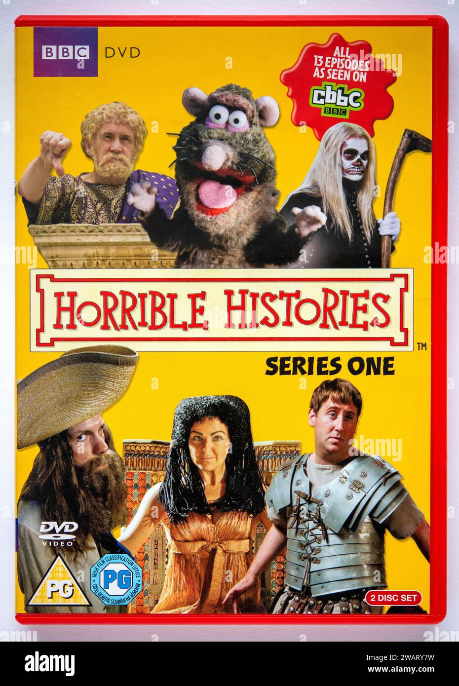 Cover der ersten Staffel DVD der BBC-Kinderfernsehserie Horrible History Stockfoto