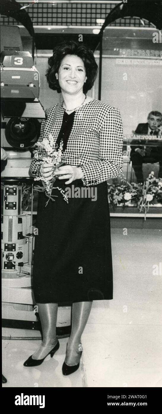 Italienische Frauenrechtlerin Laura Remiddi bei einer Fernsehsendung, Italien 1980er Stockfoto
