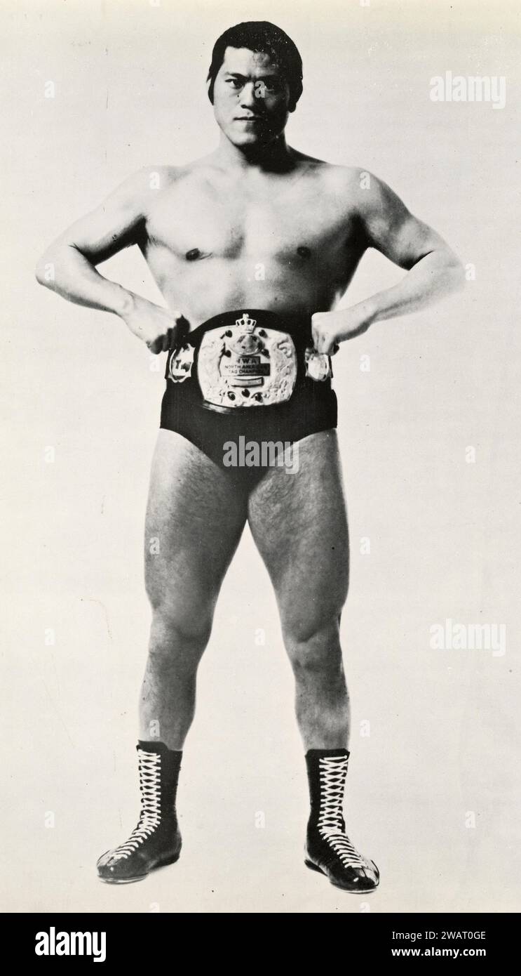 Japanischer Profikämpfer und Politiker Antonio Inoki, USA 1970 Stockfoto